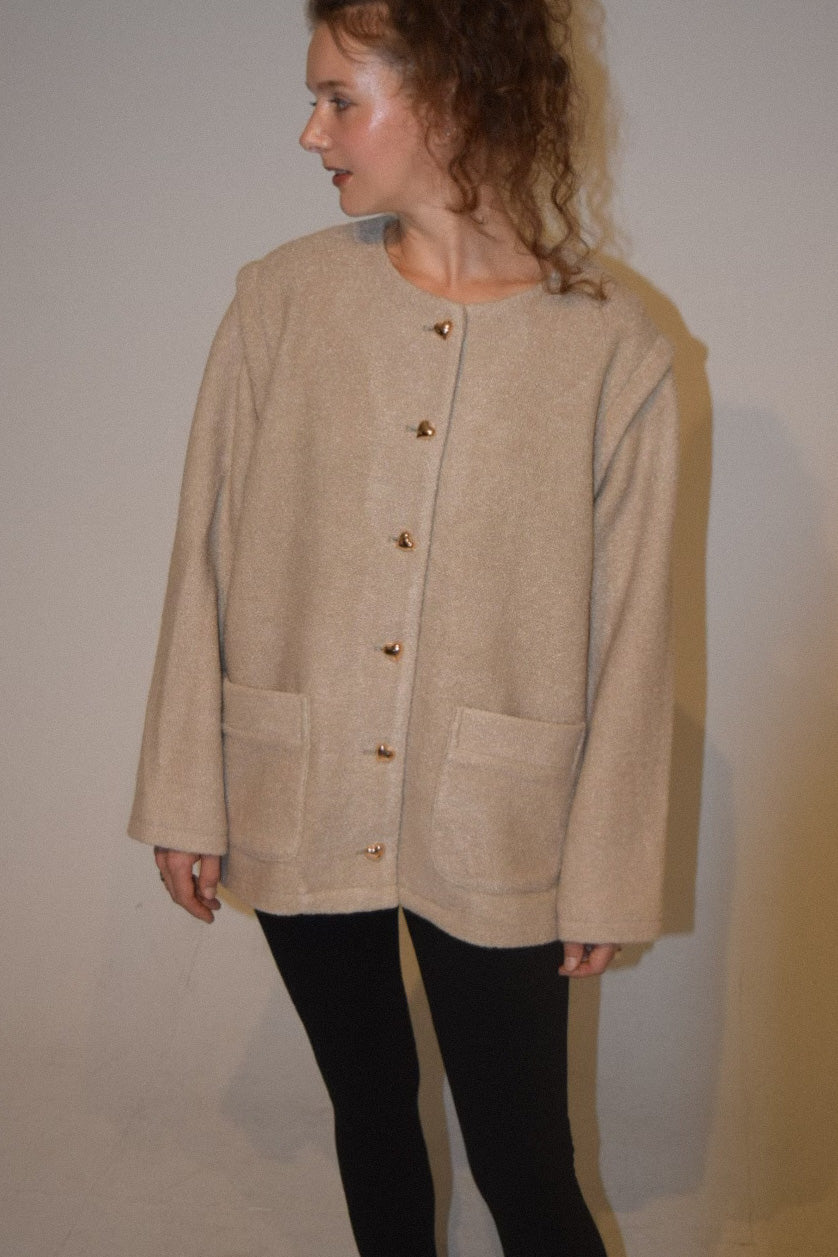 heart button 2way jacket coat (white,beige)