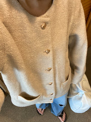 heart button 2way jacket coat (white,beige)