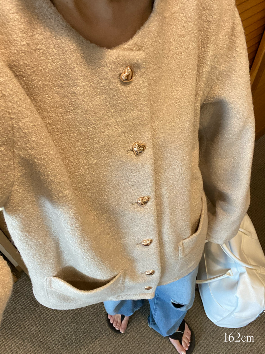 heart button 2way jacket coat (beige)