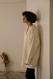 3way  embroidered  knit sweater (ivory)