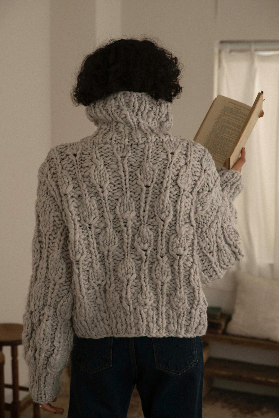 Hand made zip sweater - grey