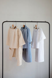 short sleeve linen jacket × short pants Co-ord (3 colour)